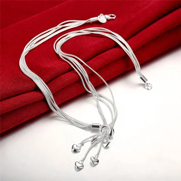 DOTEFFIL 925 Prata Esterlina Coração Cobra Corrente Colar Pulseira Brinco Conjunto Para Mulher Casamento Noivado Festa Moda Jóias - Imagem 12