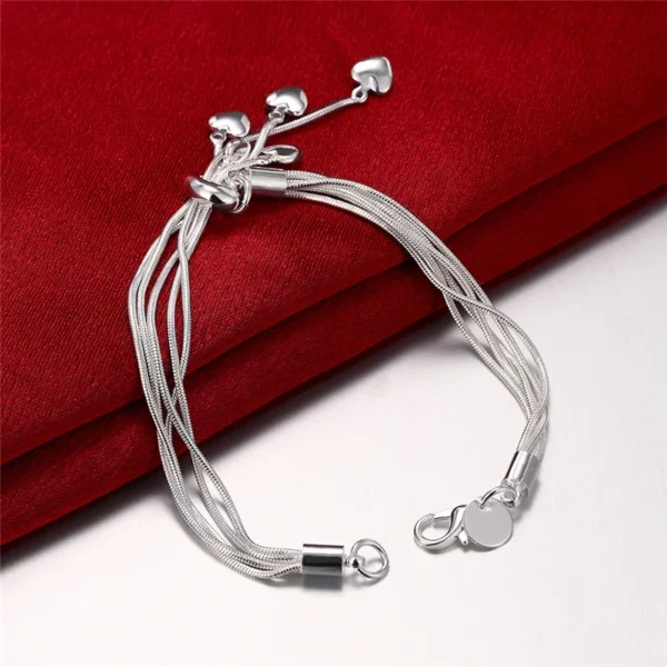 DOTEFFIL 925 Prata Esterlina Coração Cobra Corrente Colar Pulseira Brinco Conjunto Para Mulher Casamento Noivado Festa Moda Jóias - Imagem 16