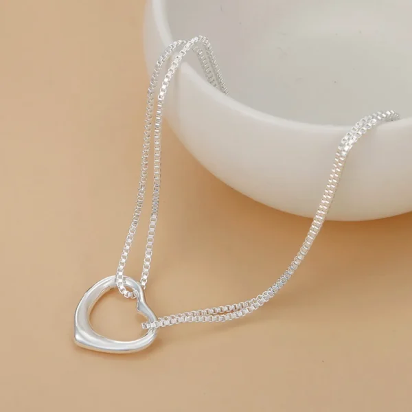 Conjunto de colar com pulseira em prata 925 de coração - Imagem 10