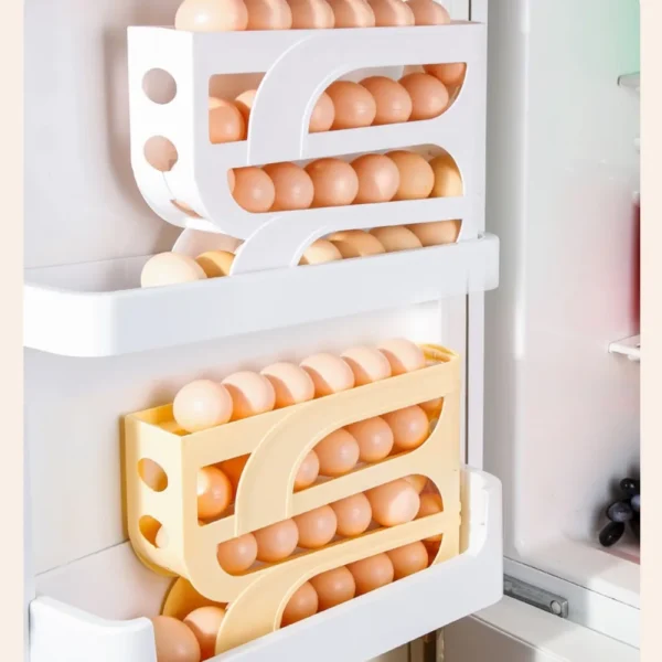 Suporte de Rolo de Ovos 3 Camadas / 4 Camadas automático novo Organizador de Ovos de Grande Capacidade e Economia de Espaço - Imagem 15