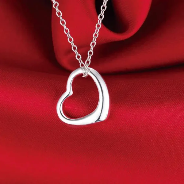 Conjunto de colar com pulseira em prata 925 de coração - Imagem 12