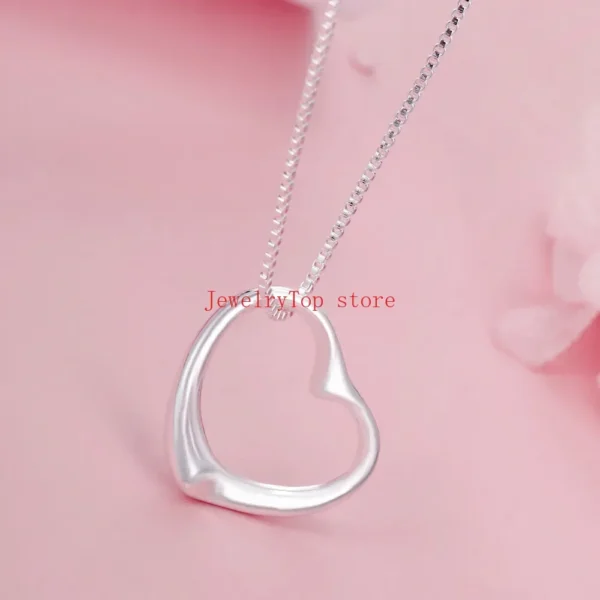 Conjunto de colar com pulseira em prata 925 de coração - Imagem 4