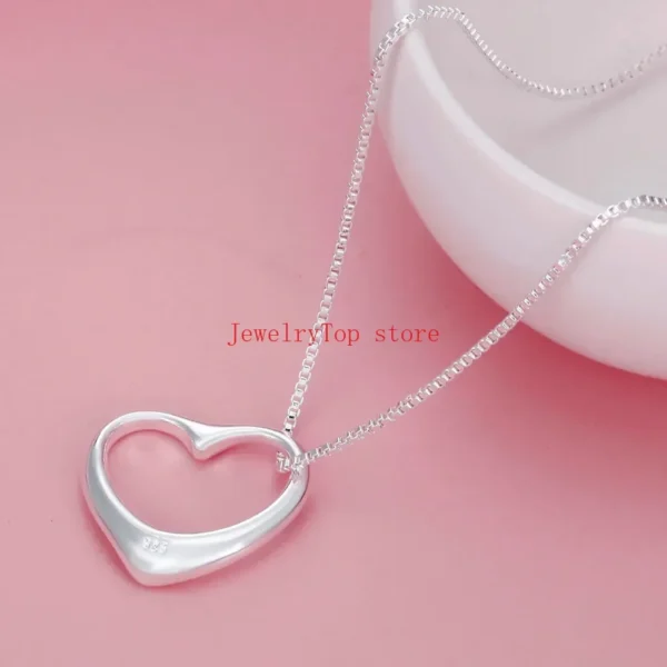 Conjunto de colar com pulseira em prata 925 de coração - Imagem 5
