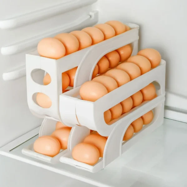 Suporte de Rolo de Ovos 3 Camadas / 4 Camadas automático novo Organizador de Ovos de Grande Capacidade e Economia de Espaço - Imagem 3