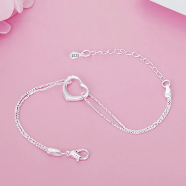 Conjunto de colar com pulseira em prata 925 de coração - Imagem 8