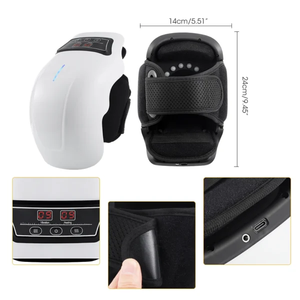 Massageador, suporte para joelho Massagem elétrica de pressão de ar no joelho, airbag, aquecimento, vibração, massagem nas pernas, compressa quente, joelheira. - Imagem 14