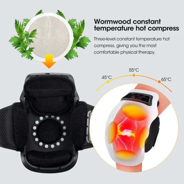 Massageador, suporte para joelho Massagem elétrica de pressão de ar no joelho, airbag, aquecimento, vibração, massagem nas pernas, compressa quente, joelheira. - Imagem 9