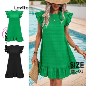 Lovito Vestido Elegante Com Bainha Com Babados Para Mulheres LBE03150 (Multicolorido)
