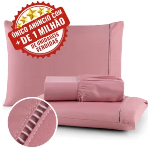 Jogo de Lençol 03 Peças 400 Fios Cama Casal Queen Micropercal Ponto Palito
